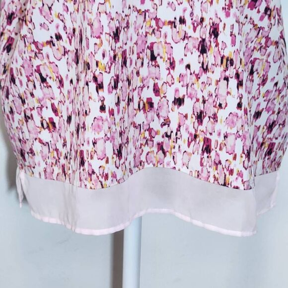DKNY Short Sleeve Pink Print Blouse Size Medium DKNY White and Pink Top - Picture 4 of 8